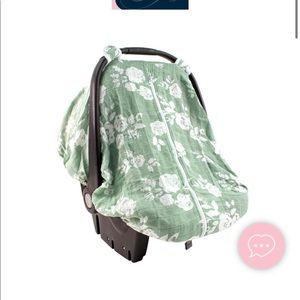 Bebe au Lait Green Floral Muslin Car Seat Cover
